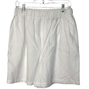 WilliWear Sport White High Waist Linen Shorts Elastic Waist Pull On Casual Small